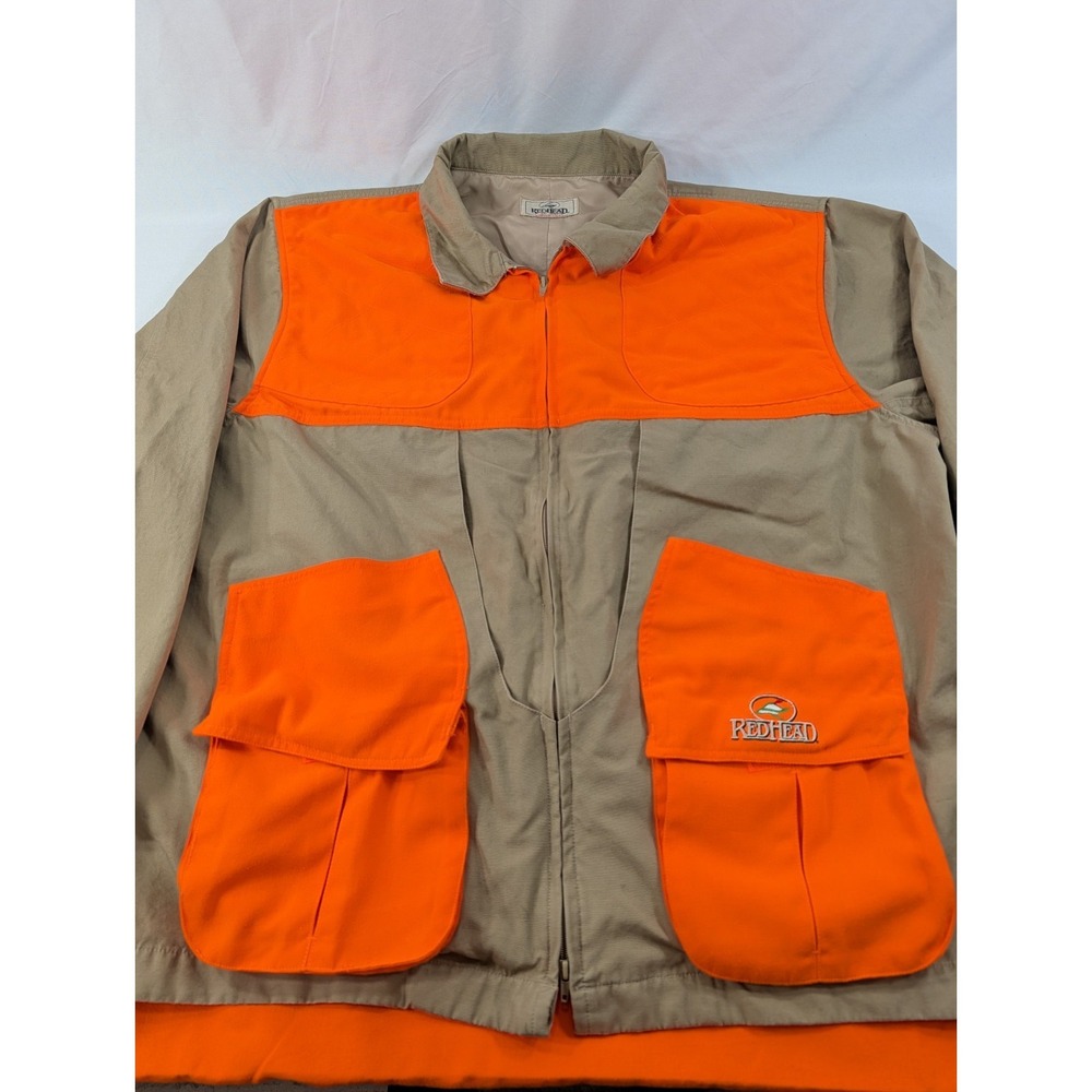 Vtg REDHEAD Upland Bird Hunting Jacket Size XXL Tan & Blaze Orange Duck‎ Hunting